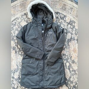 Columbia Dark Gray Ski Jacket with Faux Fur Trim